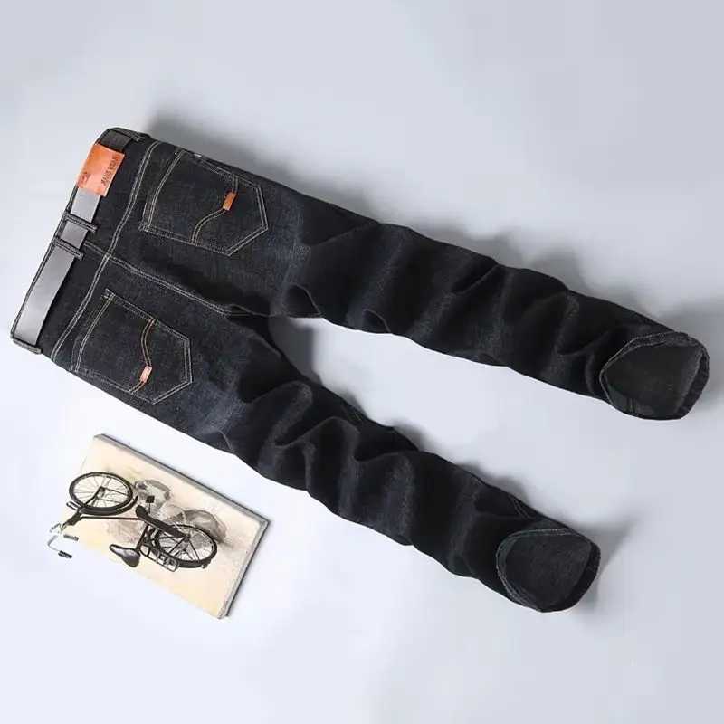 New Men Light Luxury Stretch Slim Fit Pants Comfortable Soft Business Fashion Straight Casual Denim Trousers Male Brand ClothingZ250917