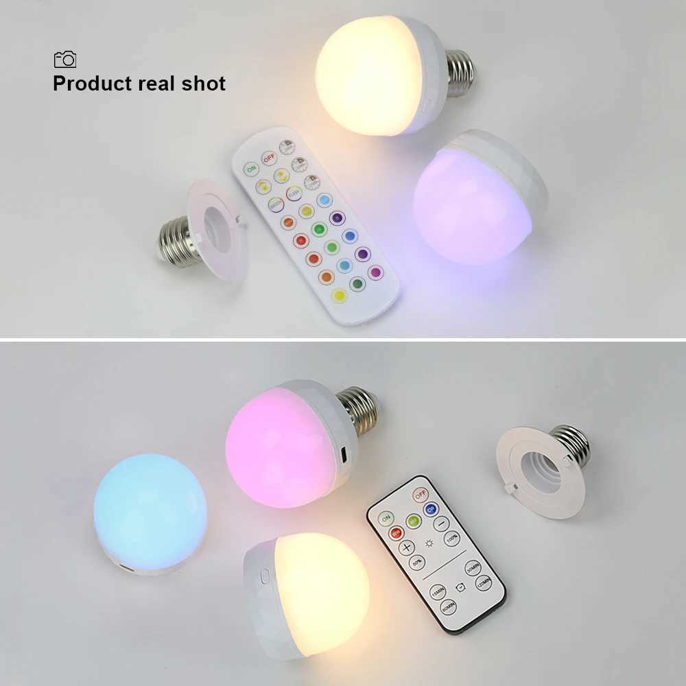 LED Light Bulb E27 RGB USB Rechargeable 5V Charging Smart Remote Control Camping Equipment Party For Home LED Lamp Ampoules C250917