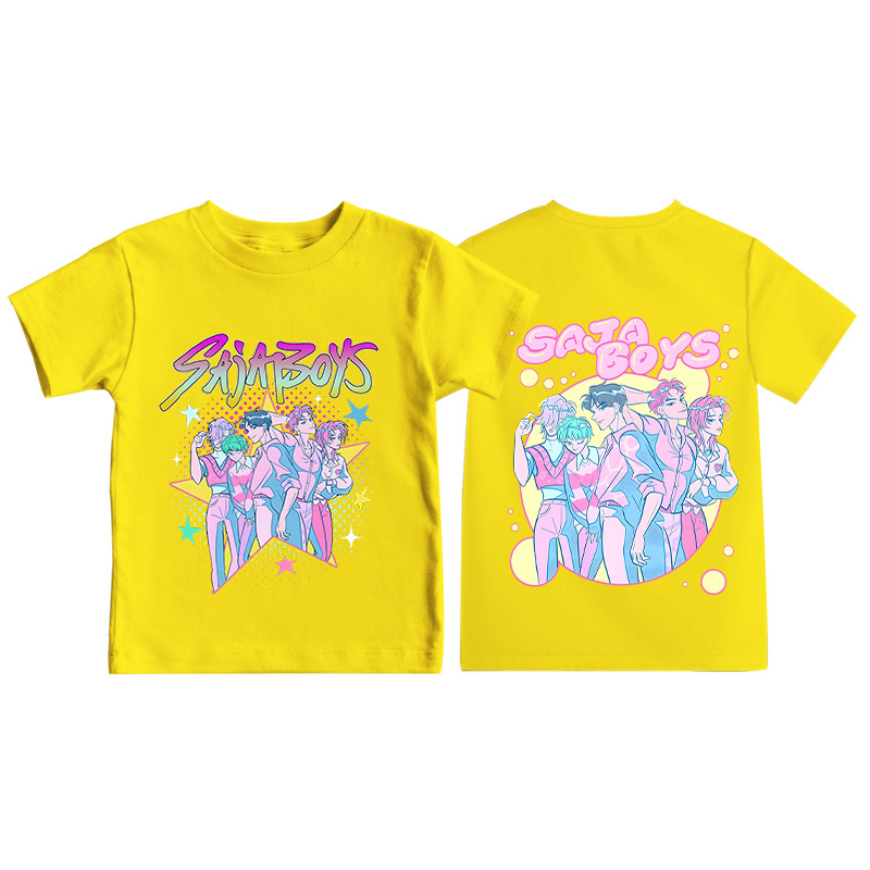 Kpop Demon Hunters double-sided Print Graphic Tshirt Saja boys Clothes 2025 Movie T Shirt Girls Boys Short Sleeve Tops Comfortable T-shir
