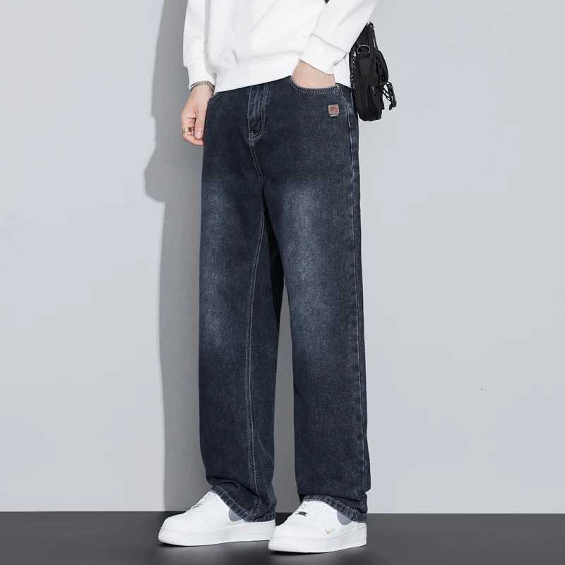 Jeans Mens Autumn and Winter New Loose Straight Pants Fashion Brand Youth Autumn and Winter Plush Thick Casual Mens PantsZ250917