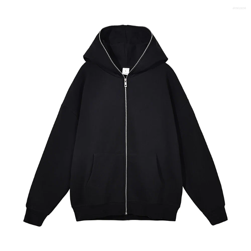 Men's Hoodies 2025 Haruku Jacket Sweatshirts Men Zip Up Retro Long Sleeve Oversized Black Hooded Sweatshirt Coats