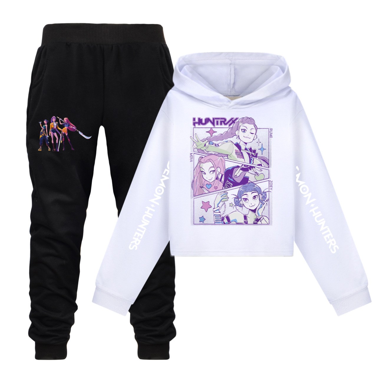 K-pop Demon Hunters Cartoon Hoodie Set Kids Hooded&Pant Pullover Sweatshirt Casual Long Sleeve Suit