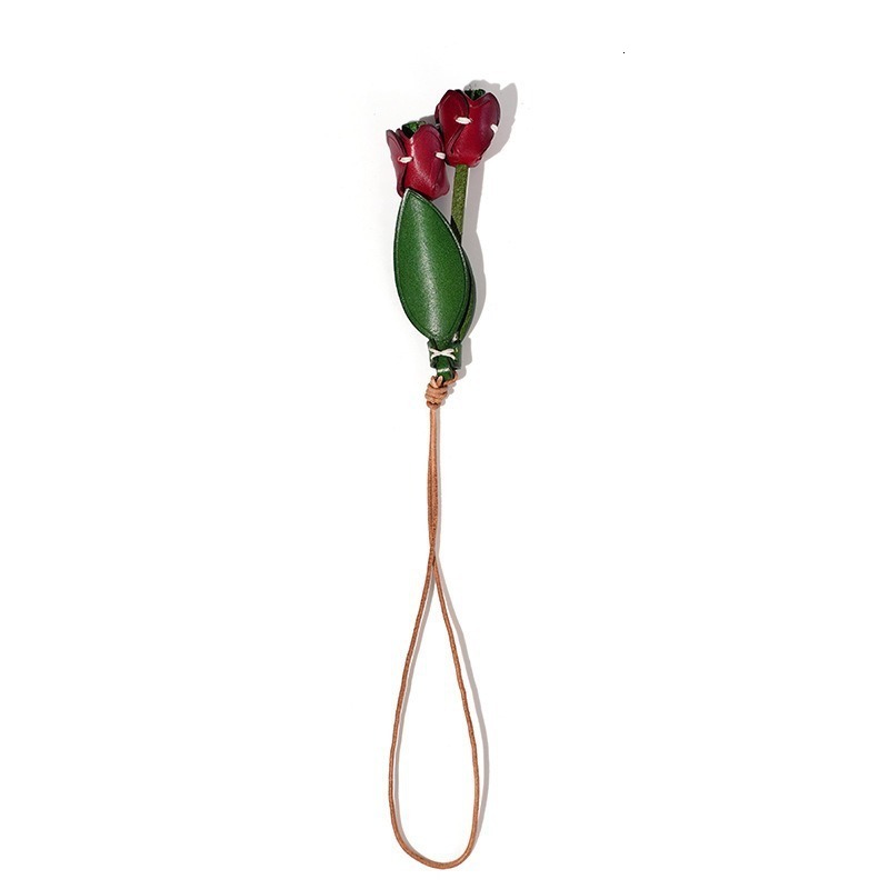 Leather flower charm for womens bag pendant high-quality handmade genuine classyflorals accessories 250715