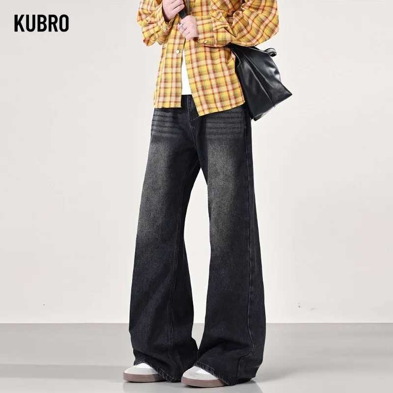2025 New Mens American Vintage Flared Jeans Fashion Wide Leg Pants Autumn Winter Baggy Fit High Street Mens Straight Leg JeansZ250917