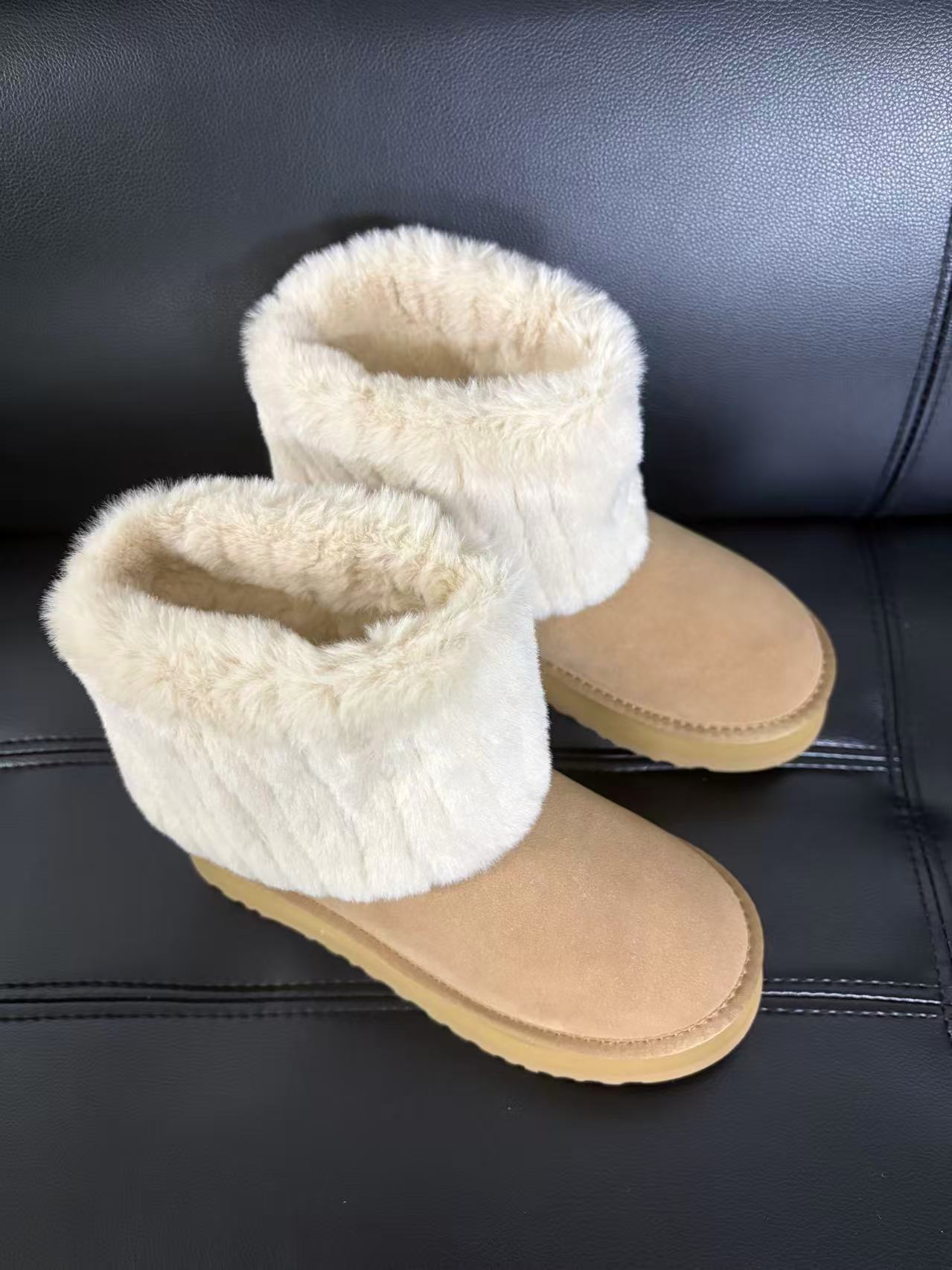 (order by picture, not the written color name) Fashion Designer Women's Boots Plush Warm Boots with Boots Slippers