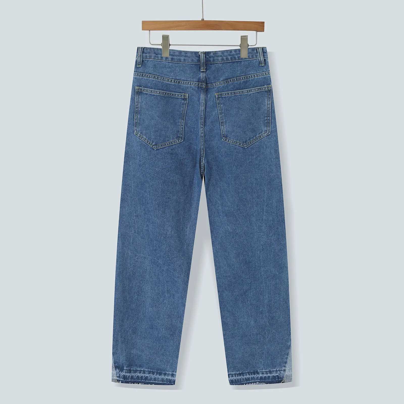 Men Wide Leg Denim Pants High Waist Baggy Belt Hip Hop Trousers Plus Size Loose Stylish Streetwear Mens Summer Versatile BottomZ250917