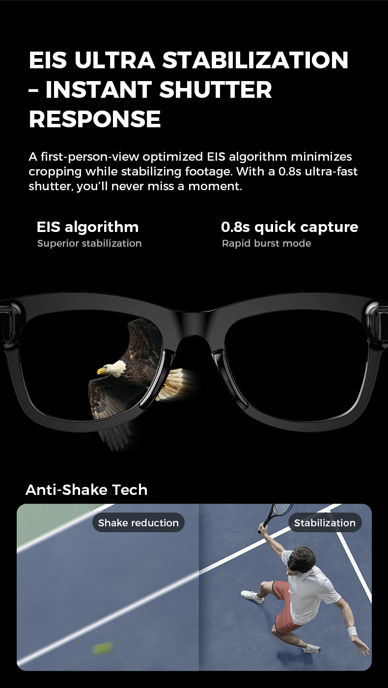 AI Smart Glasses with Camera 800W AI Real-Time Translation, Bluetooth Audio , Camera, Hands-Free Video Recorder for Travel, Sports, Outdoor Use (M01 P