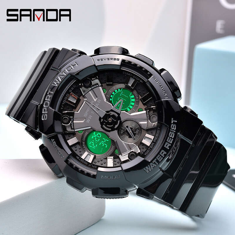 DHgargets Sanda 6033 for Men and Women Harajuku Style Trendy Dual Display Multifunctional Sports Waterproof Junior High School Student Korean Version 