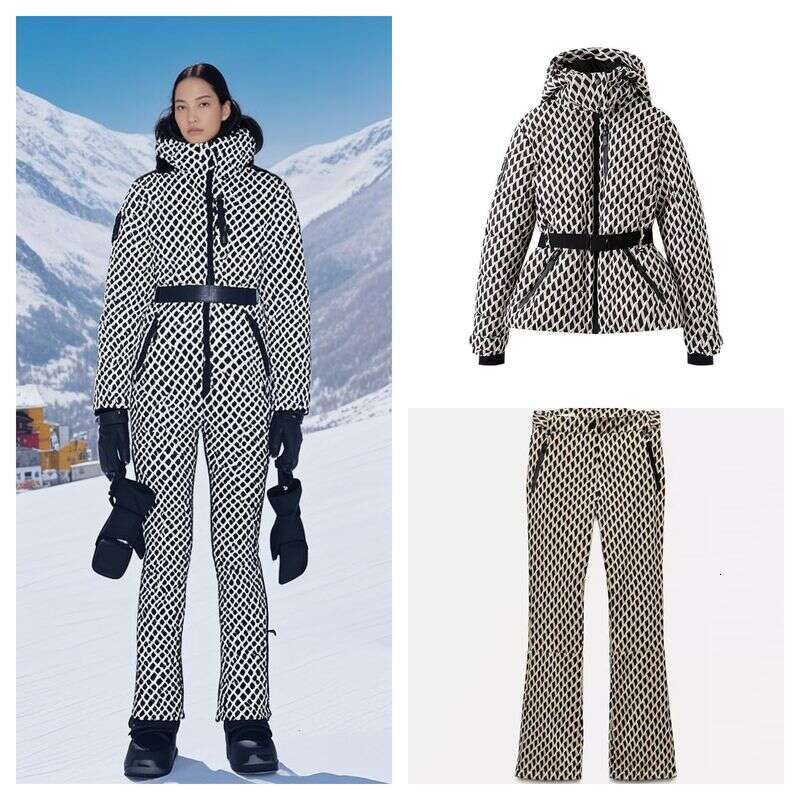 2025Warm Fleece Tight Ski Suit with Bell Bottom Pants Women's Fashionable Polyester Fiber Clothing Set from Mainland China