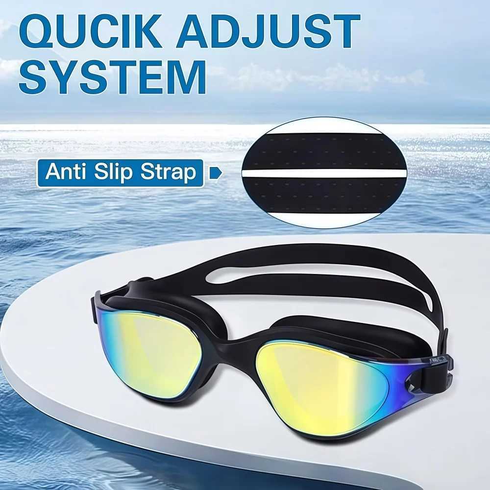 New Professional Large Frame Adult Silicone Swim Goggles Lens Plating Antifog And UV Protection Outdoors Swimming For Women Men J250917