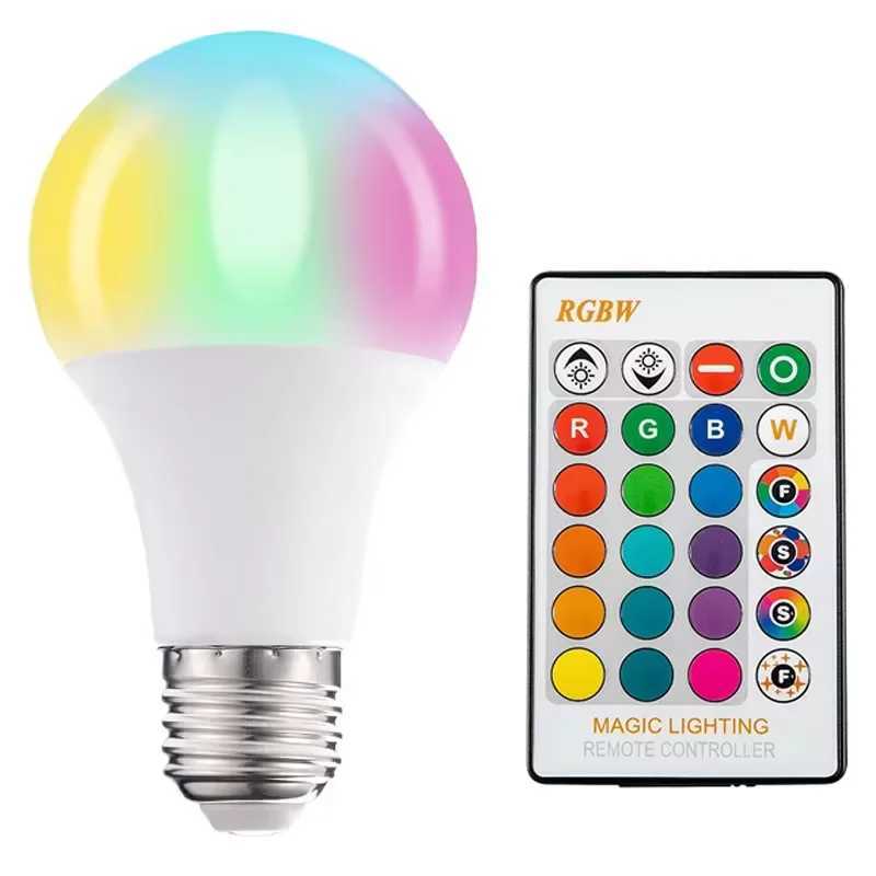 E27 RGB LED Bulbs With Light Switch 220V RGB 5W30W Remote Control Colorful Spotlights For Home Living Room Decorative Lamp C250917