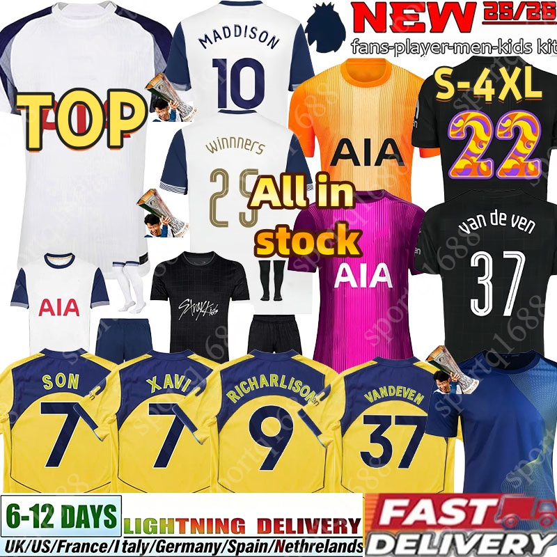 tottenhamjersey 25 26 XAVI SON NEW Season TEL SOLANKE KOLO MUANI KUDUS MADDISON KULUSEVSKI RICHARLISON ROMERO VAN DE VEN BISSOUMA Soccer Jerseys 25 26 mens kit kids