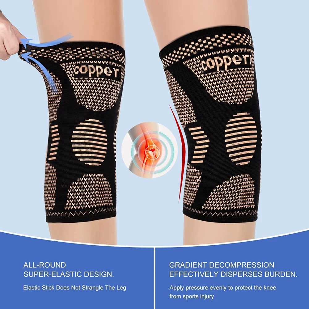 Copper Knee Brace Knee Support Compression Sleeves Knee Pads for SportMeniscus TearACLArthritisJoint Pain ReliefWorking Out J250917