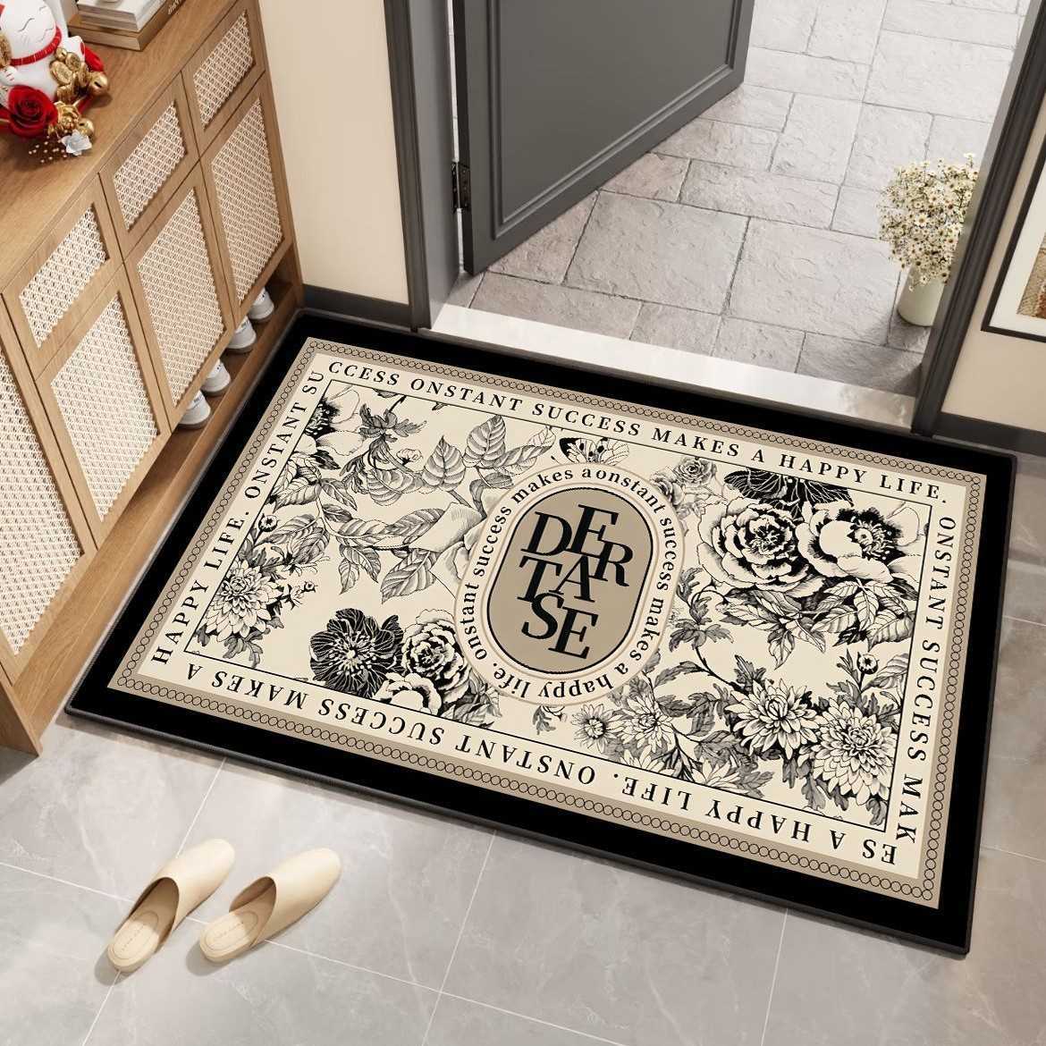 Floral Diatomaceous Earth Mat NonSlip Bathroom Entrance Door Water Absorbent QuickDry Easy Care Foot Mat C250917