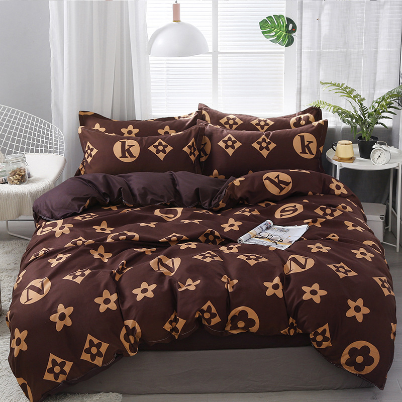 New Fresh Style Skin-Friendly Printed Aloe Vera Cotton Four-Piece Three-Piece Set Bedding Dormitory Double Student Duvet Cover