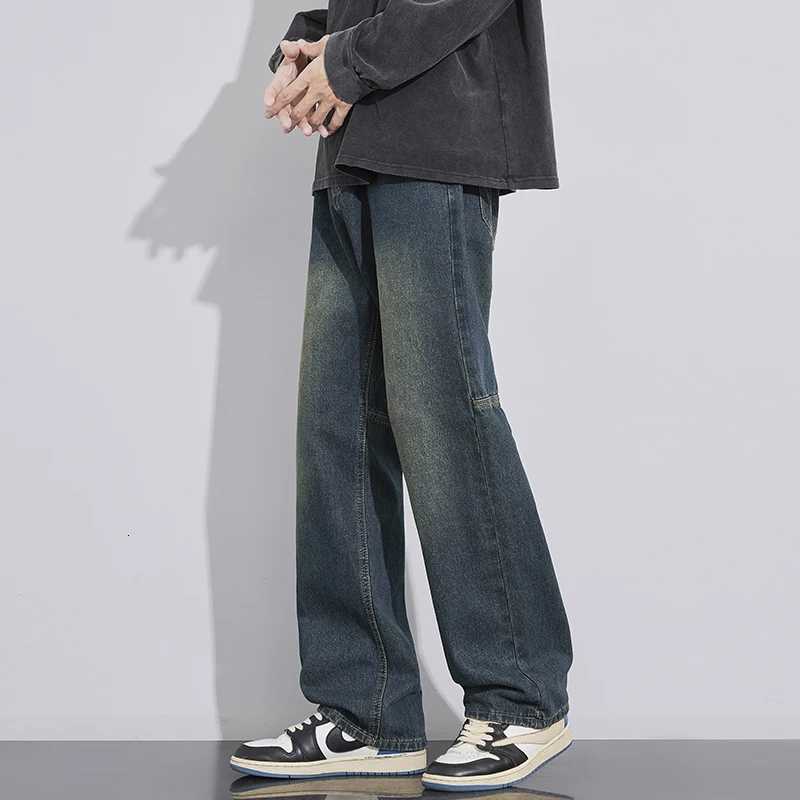 Nstyle Retro Wash Jeans Mens Antiwrinkle Pants Casual Handsome Young Autumn New Straight PantsZ250917