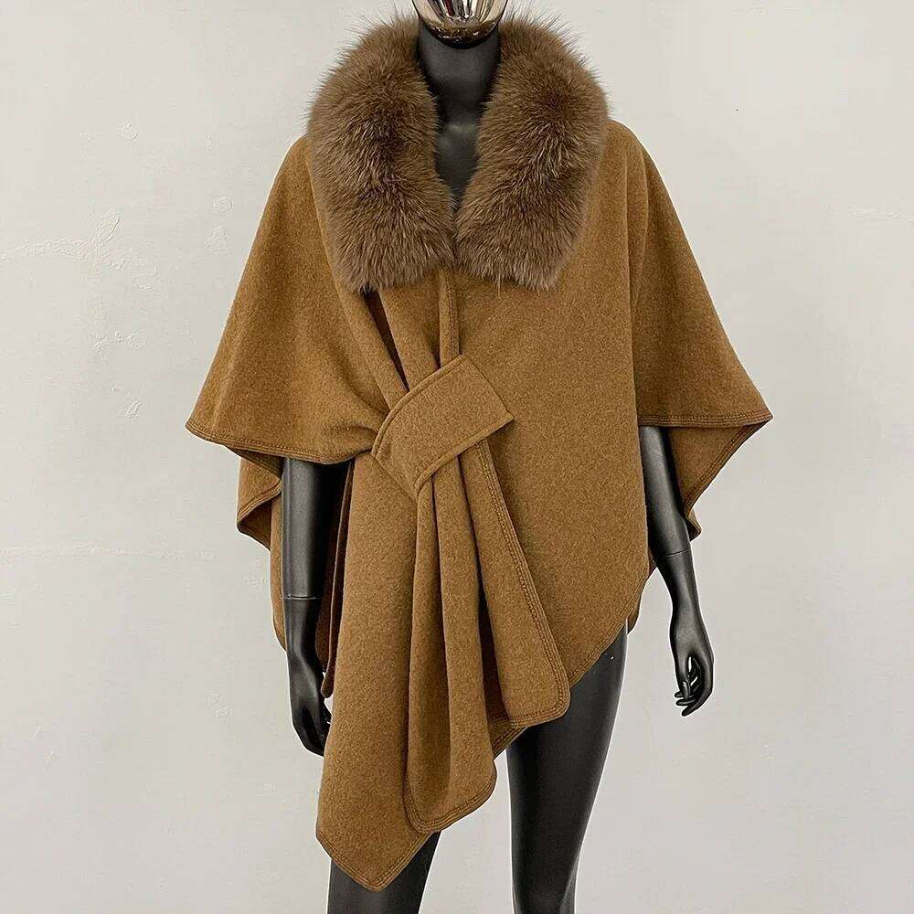 Dresses Dresses Spring Real Jacket Women Cloak Poncho Wool Coat Warm Shawl Designer Blanket Scarf Female Cape Stole Fur Coats