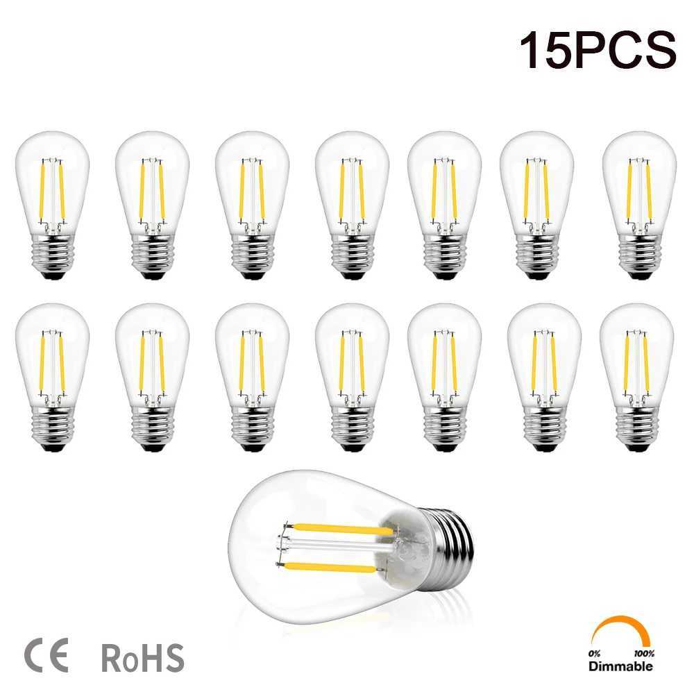 S14 2W Led Filament Dimmable Light Bulbs 2700K 220V ST45 Shatterproof IP44 Waterproof Outdoor String Light E27 Edison La C250917