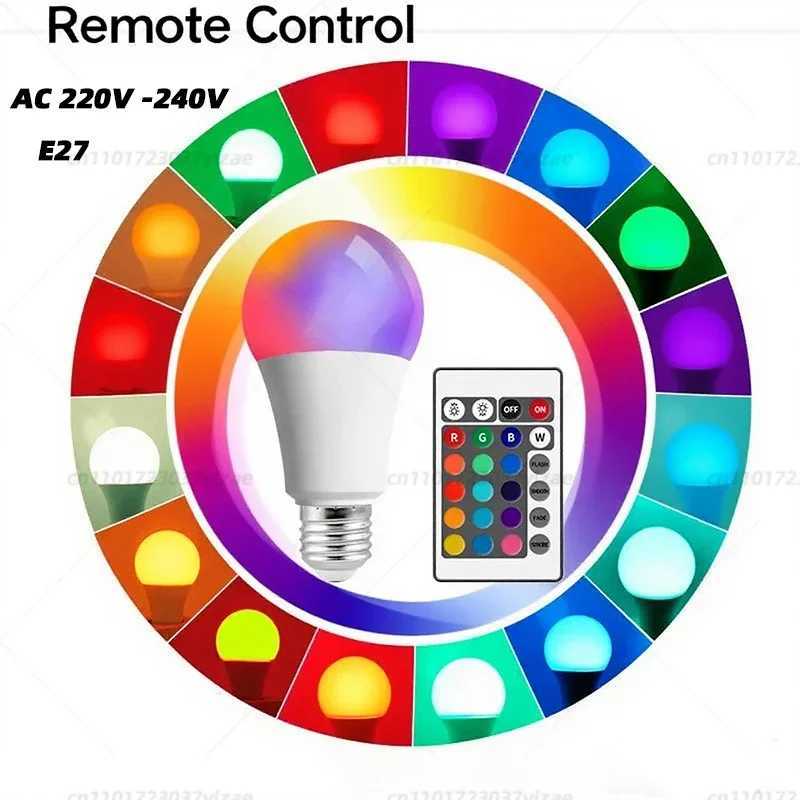 RGB E27 LED Light Bulb 220V with IR Remote Control Color Changing Multicolor White Lamp Spotlight for Bedroom Party Home Decor C2509171