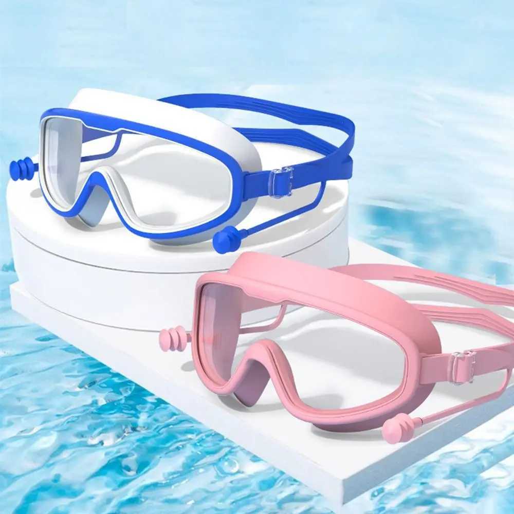 with Earplugs Kids Swimming Goggles Big Frame Wide View Eyeglasses Waterproof Antifog Unisex Swim Eyewear J250917