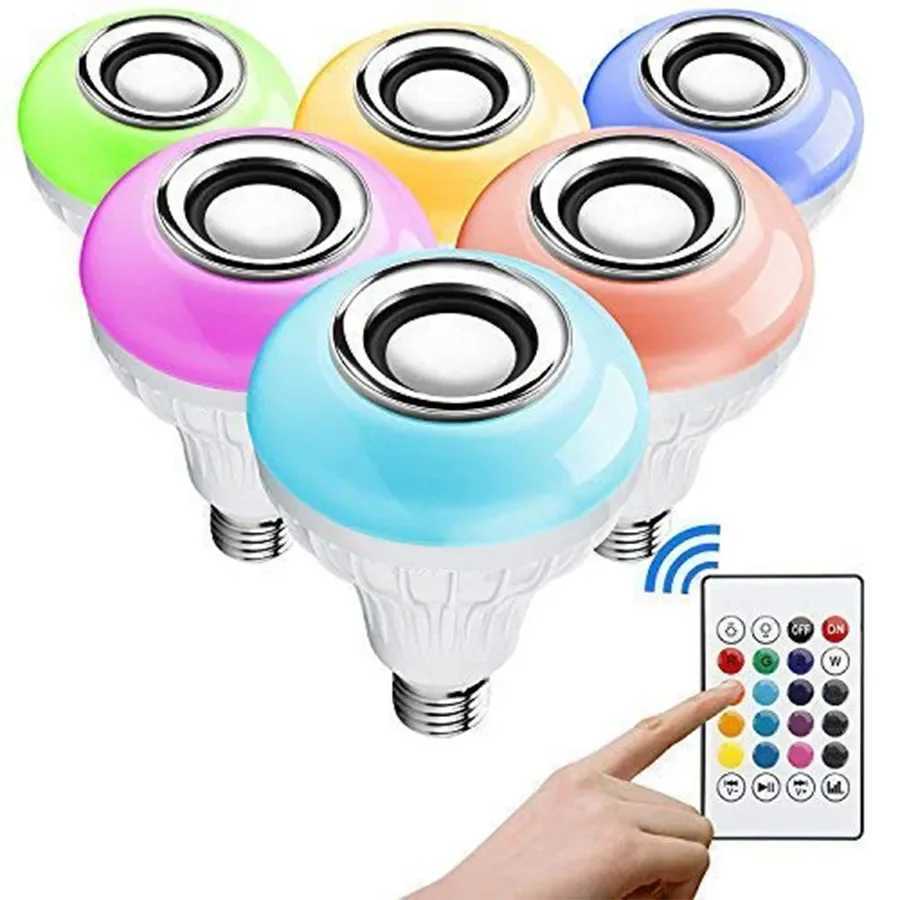 12W E27 Bluetooth Speaker Music Bulb Remote Control RGB Light Bulb 85265V For Bedroom Home Decor Color Changing RGB Lamp C250917