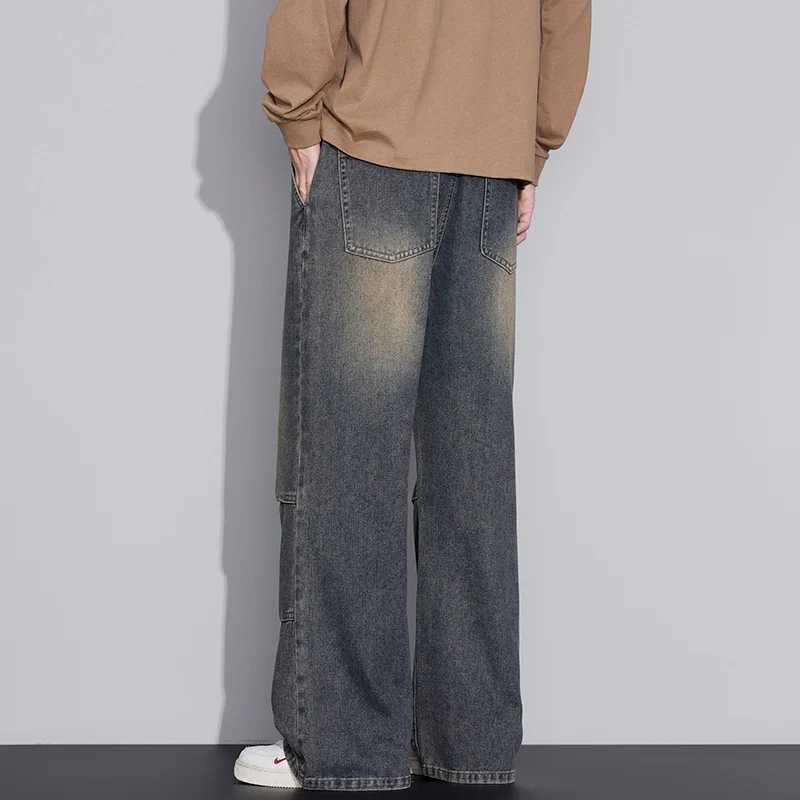 Mens Distressed Retro Style Loose Wide Leg Jeans 2025 Autumn Winter Trendy Fashion Tie Dye Denim Casual Pants Plus Size 4XLZ250917