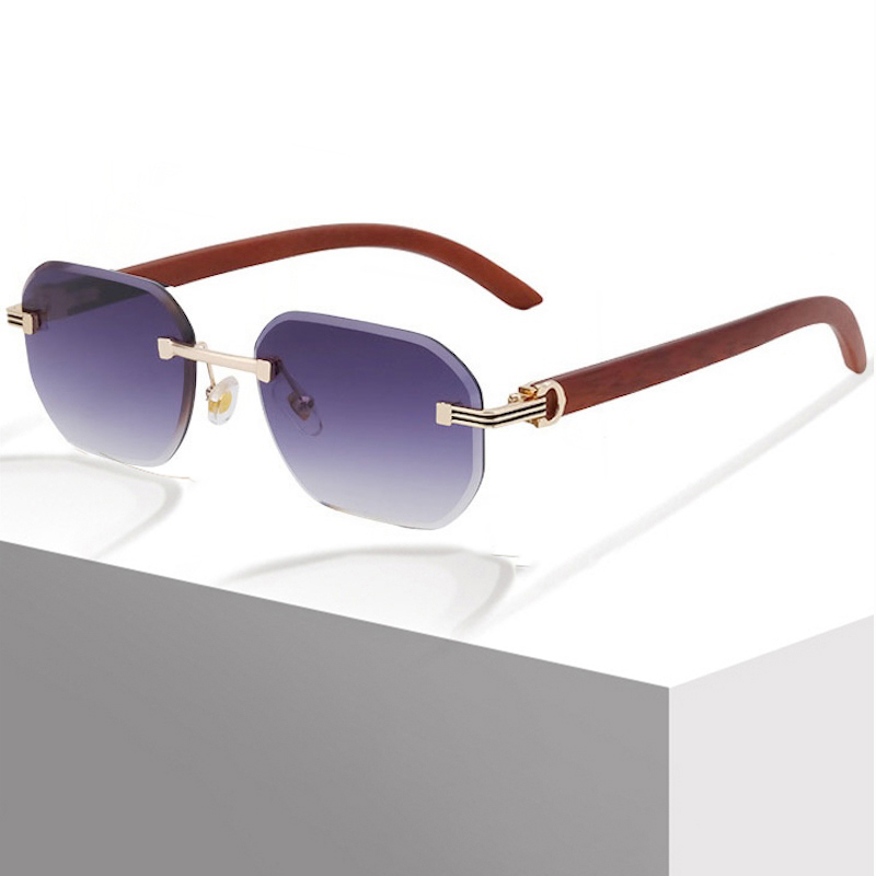 Square Rimless Sunglasses Vintage Men 2025 Luxury Brand Trendy Frameless Punk UV400 Eyewear Anti Blue Light Prescription Glasses CB