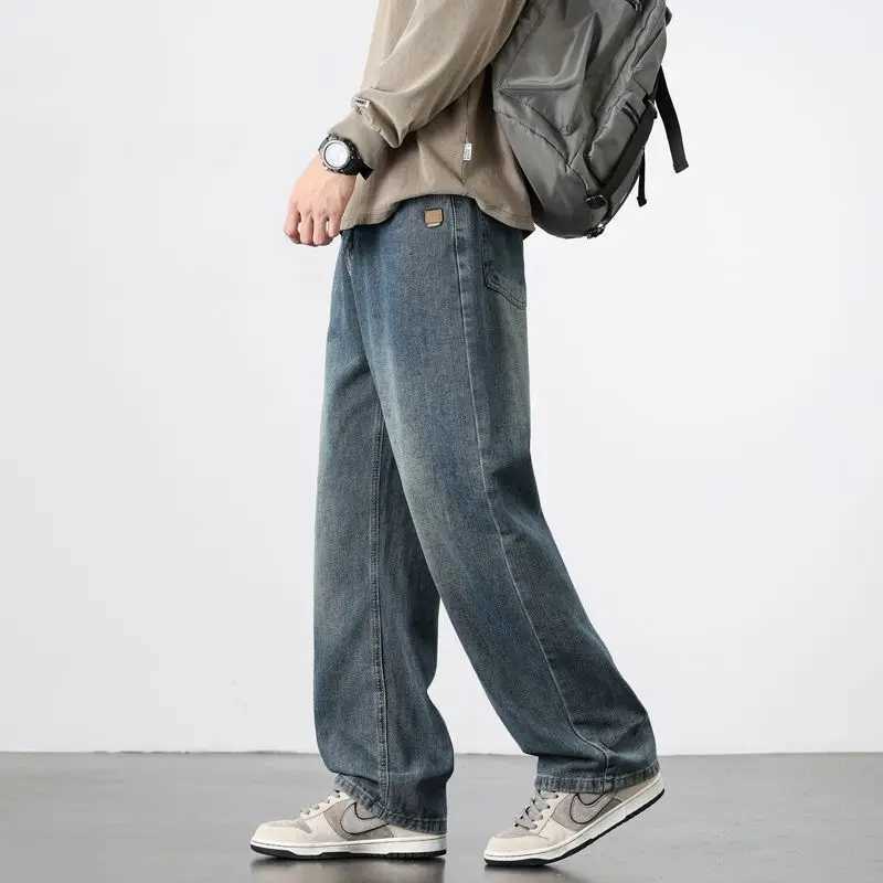 Spring Autumn New Mens Straight Vintage Fit Jeans Casual Trousers High Quality Male Korean Fashion Baggy Wide Leg Denim PantsZ250917