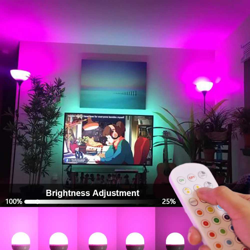 RGB LED Light Bulb USB 5V Charging Smart Remote Control Dimmable For Bedroom Bedside Living Room Bar LED Lighting Fixtures C250917