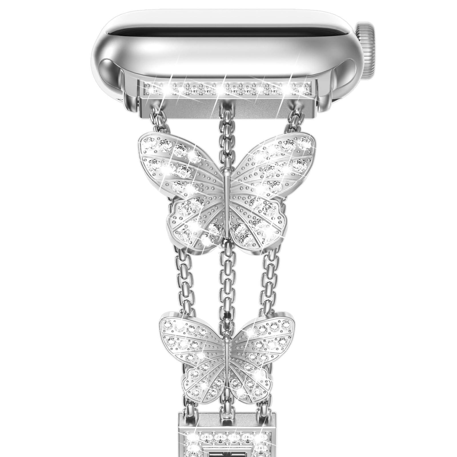 Metal Strap For Apple Watch Band Ultra 4mm 45mm 40mm 41mm 49mm Bling Butterfly Bracelet Chain for iWatch Series 9 8 7 6 5 SE 4 3