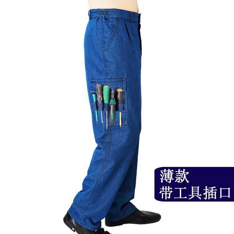 Durable Work Wear Tactical Cargo Pants Men Straight Baggy Jeans Loose Wide Leg Traveling Trousers MultiPockets ClothesZ250917