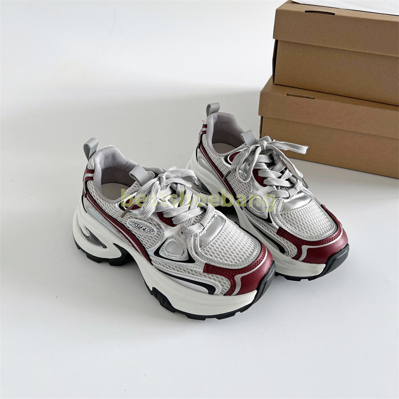 Street-style Designer Shoes sneakers womens trainers Casual Stylish red black silver comfort Breathable Mesh Chunky sole sneaker Size 35-40