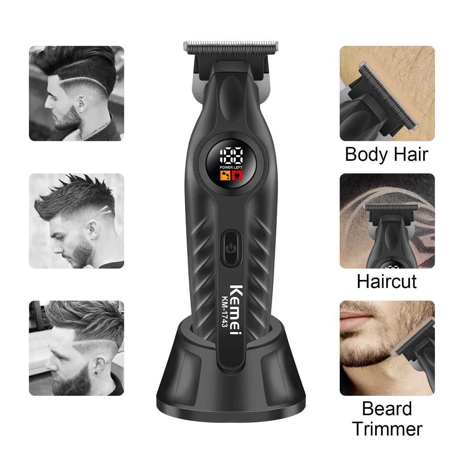 Kemei Electric Hair Trimmer Zero Gapped Edgers Hair Clipper Cordless Rechargeable Finish Hair Cutting Machine Men Beard Trimmer F250916