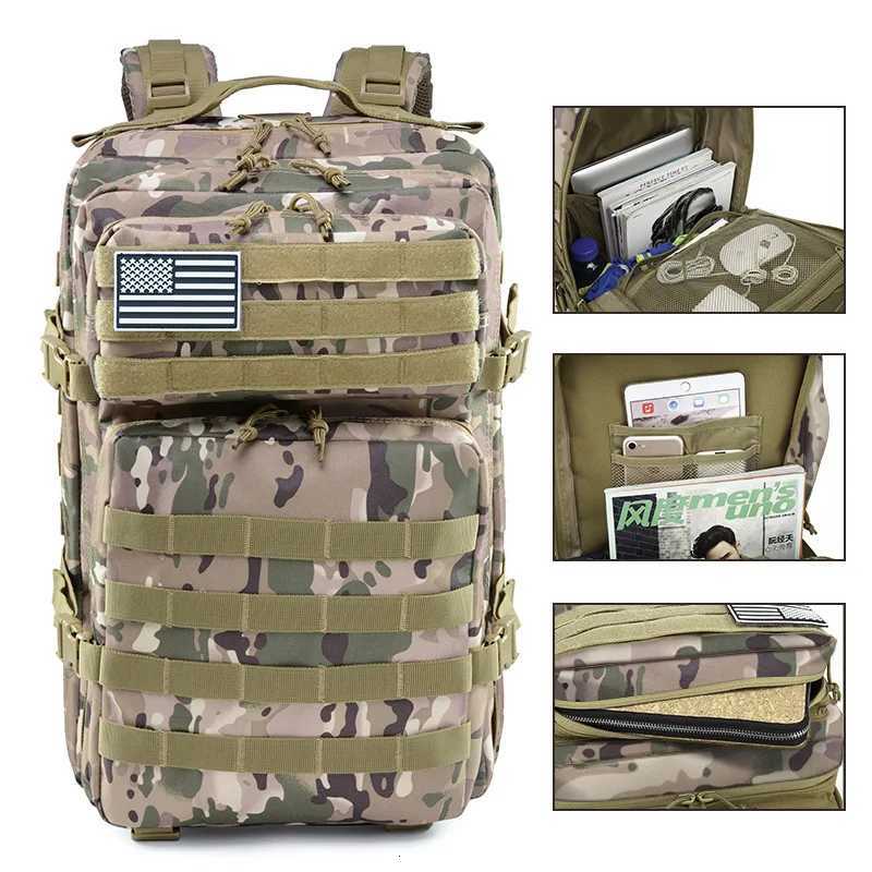 50L 1000D Nylon Waterproof Tactical Military Backpack 3 Day Assault Pack Molle Bag Outdoor Hiking Climbing Camping Army Rucksack Z250916