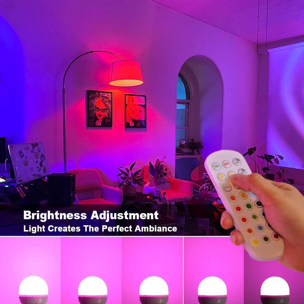 E27 LED Light Bulb RGB USB Rechargeable 5V Charging Smart Remote Control Camping Equipment Party For Home LED Lamp Ampoules C2509171