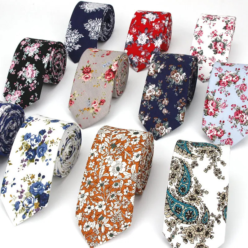 100 Cotton Mens Paisley Print Neck Ties For Men Necktie Narrow Slim Skinny Cravate Flower Neckties Corbatas 250917