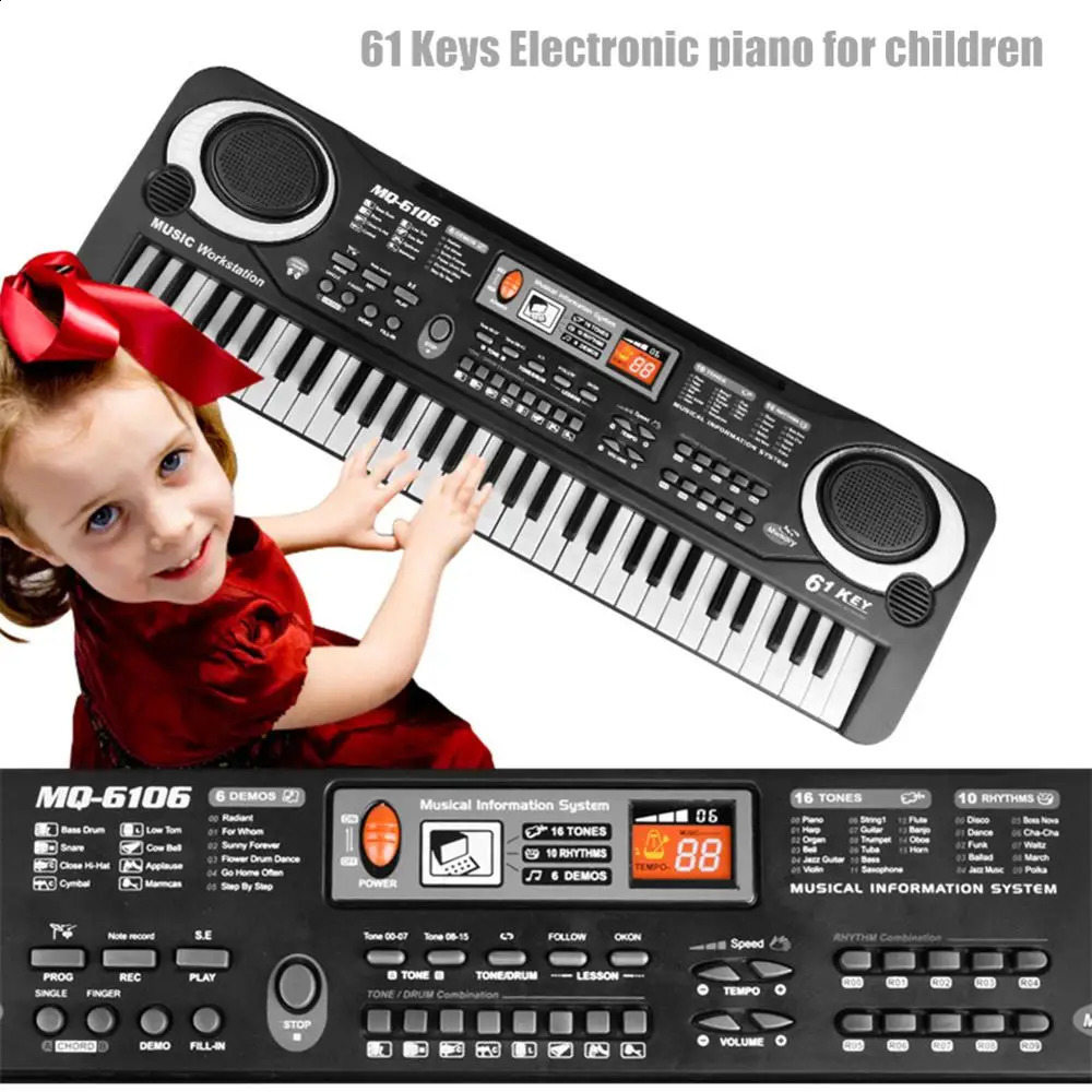 61 Keys Electronic Keyboard Piano Digital Music Key Board Kid Multifunctional with Microphone Musical Enlightenment Xmas Gifts 250916