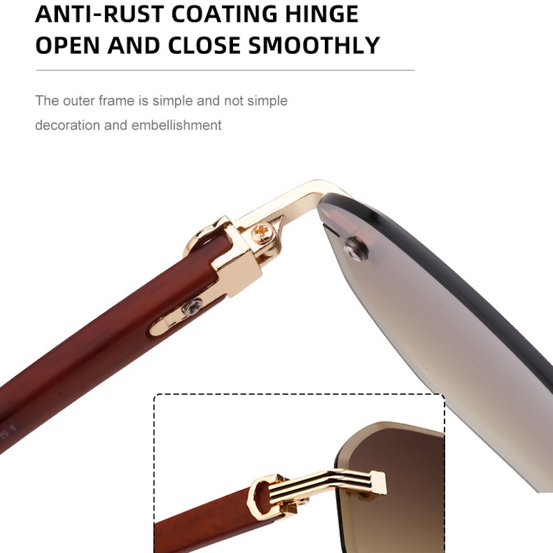 Square Rimless Sunglasses Vintage Men 2025 Luxury Brand Trendy Frameless Punk UV400 Eyewear Anti Blue Light Prescription Glasses CB