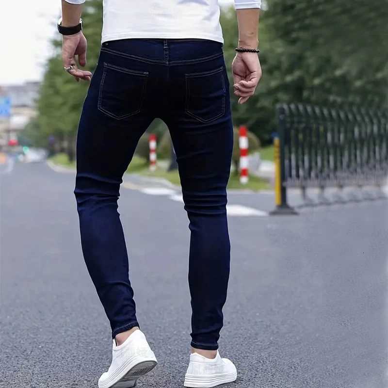 New Men Stretch Skinny Jeans Fashion Casual Slim Fit Denim Trousers White Black Blue Pants Male Brand Clothes size 2736Z250917