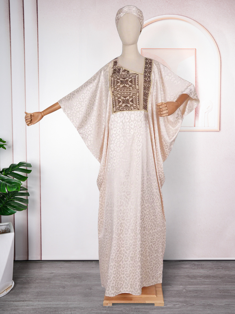 African ethnic style long skirt robe Middle Eastern Muslim women's V-neck plus size dress