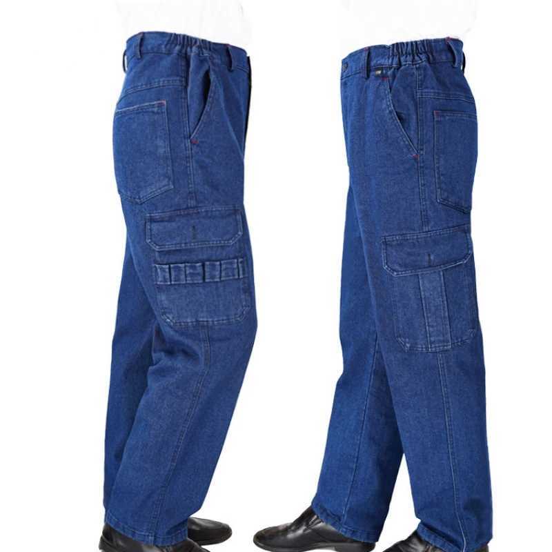 Durable Work Wear Tactical Cargo Pants Men Straight Baggy Jeans Loose Wide Leg Traveling Trousers MultiPockets ClothesZ250917