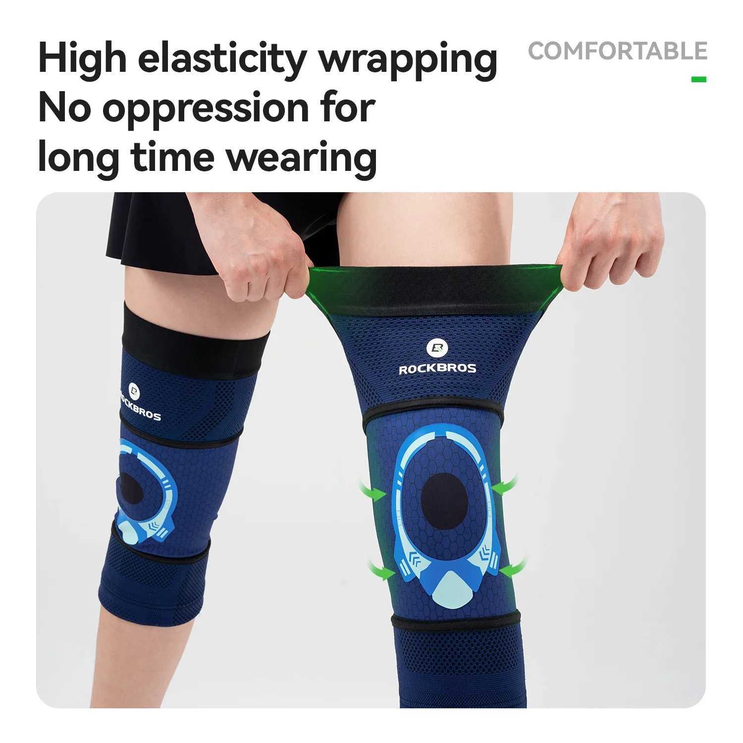 ROCKBROS Knee Pads Men Women Pressurized Elastic Sports Knee Joints Protector Outdoor Running Cycling Leg Protection Accessories J250917