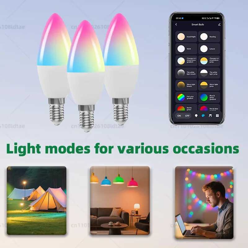 Led Bulb Candle Smart Lamp E14 TUYA Bluetooth Dimmable RGB Light 220V Tuya APP Group Control Smart Life For Home Room Decoration C250917