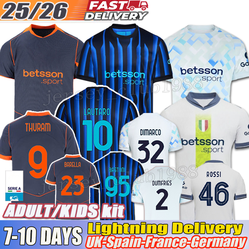 Inter MilanJersey 25 26 inter millan 46 ROSSI Lautaro Martinez Marcus Thuram Stefan de Vrij Alessandro Bastoni DIMARCO BARELLA Football Shirt Inter Jersey kids kits