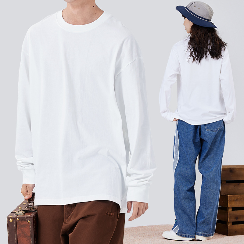 Men's 230g Heavyweight Cotton Long-Sleeve T-Shirt - Autumn Solid Color, Loose, Versatile Outer/Inner Wear-05C