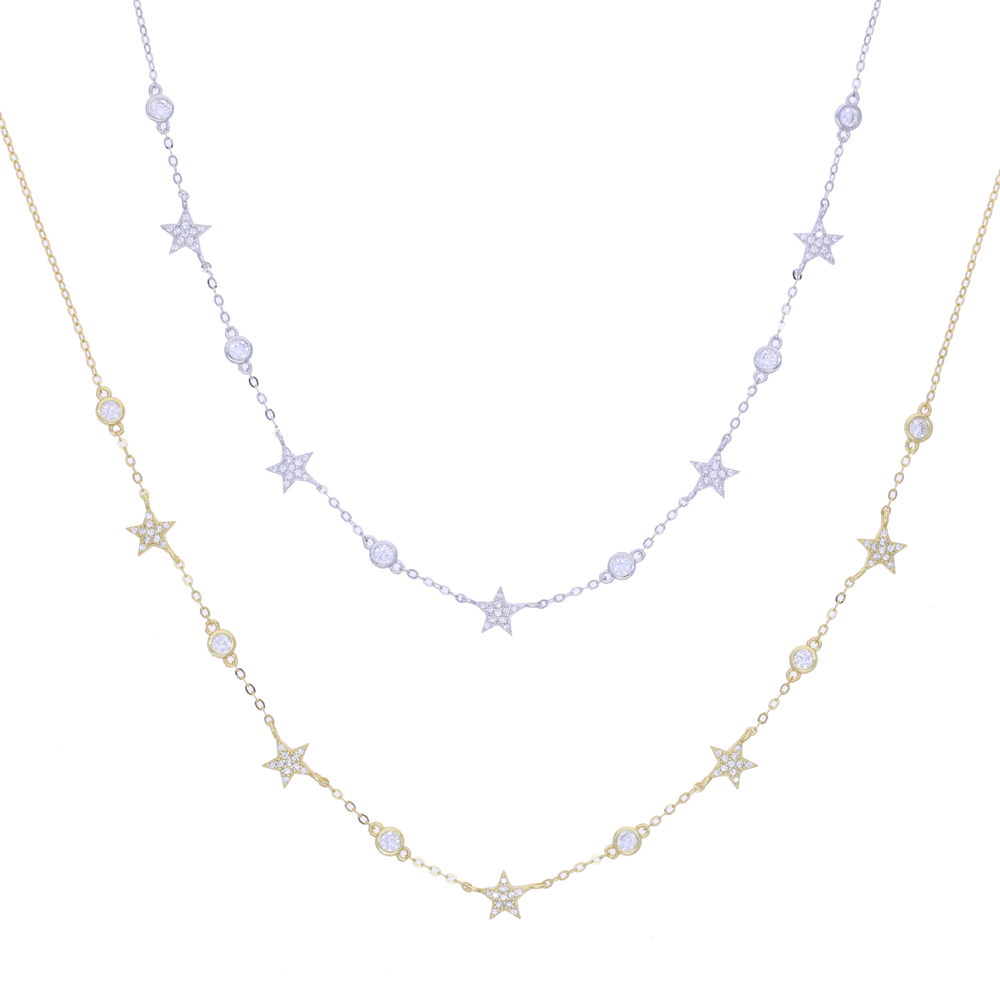 New 100% 925 Sterling Silver Necklace Geometric Star Choker Chain For Women Girl Fine Cute Jewelry Accessories
