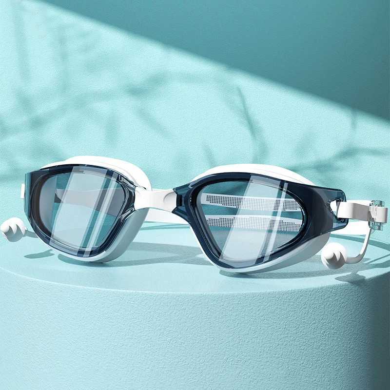 Adult new antifog swimming goggles waterproof swim goggles with earplugs for men and women antiUV swimming goggles J250917