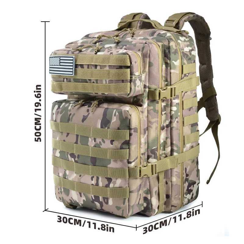 50L 1000D Nylon Waterproof Tactical Military Backpack 3 Day Assault Pack Molle Bag Outdoor Hiking Climbing Camping Army Rucksack Z250916