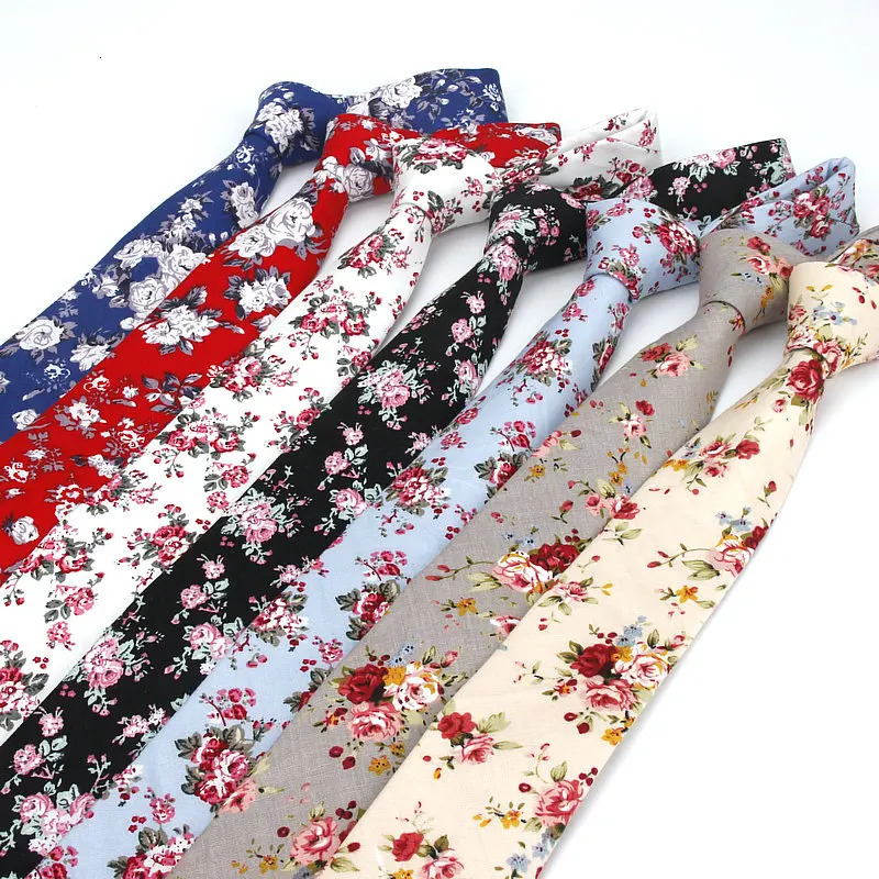 100 Cotton Mens Paisley Print Neck Ties For Men Necktie Narrow Slim Skinny Cravate Flower Neckties Corbatas 250917