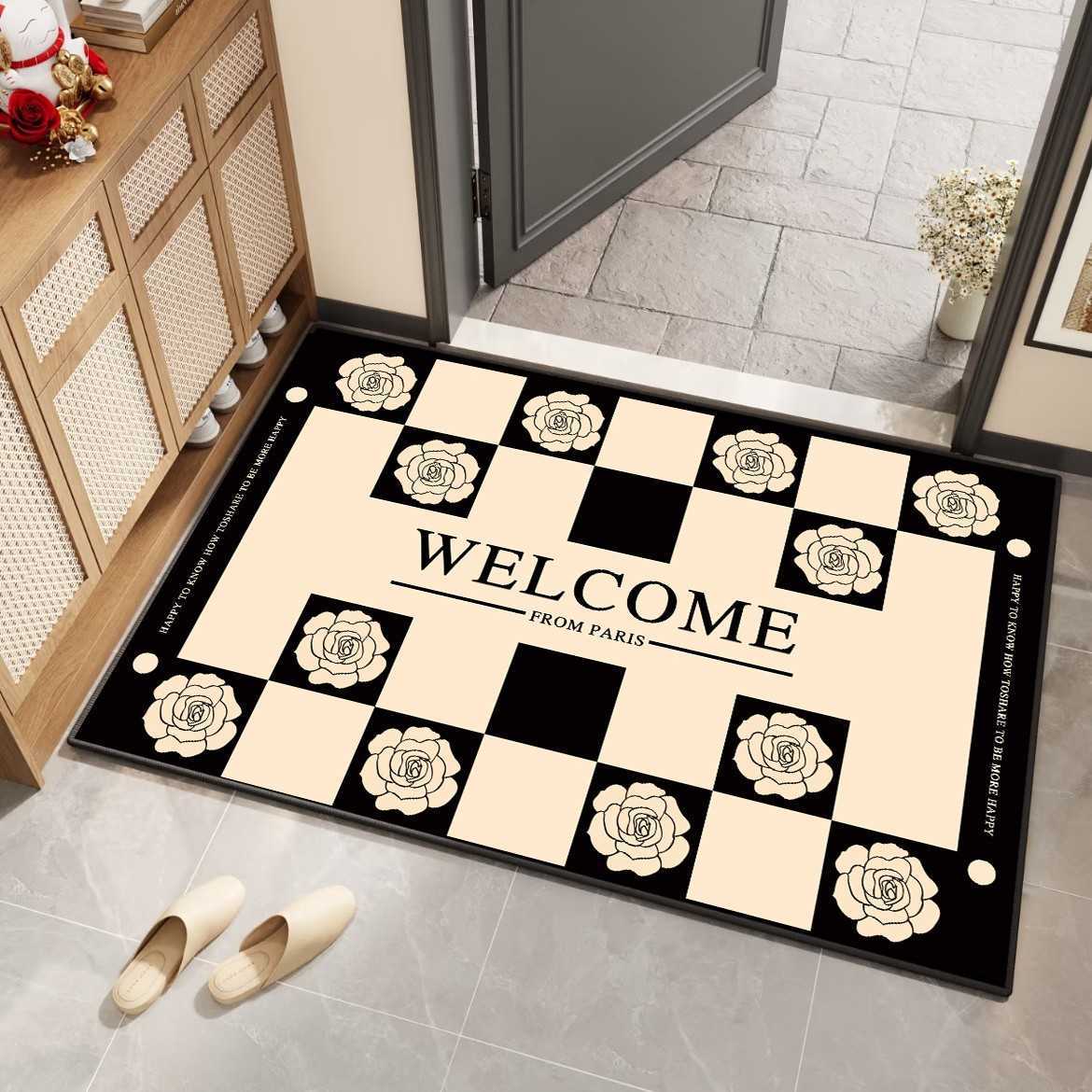 Floral Diatomaceous Earth Mat NonSlip Bathroom Entrance Door Water Absorbent QuickDry Easy Care Foot Mat C250917